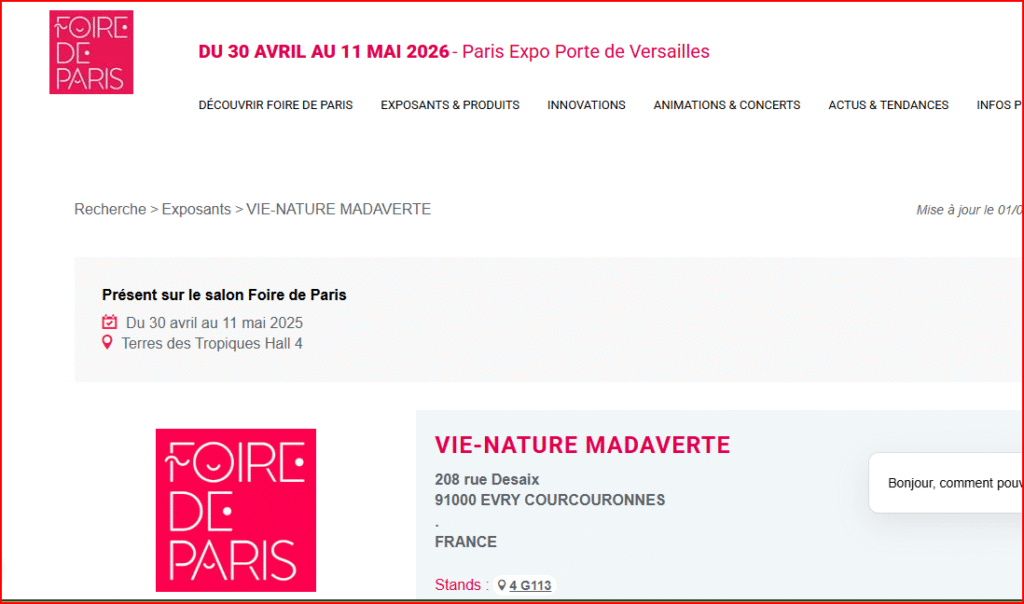 Madaverte foire de paris 30 au 11 mai 2025 belisataweer