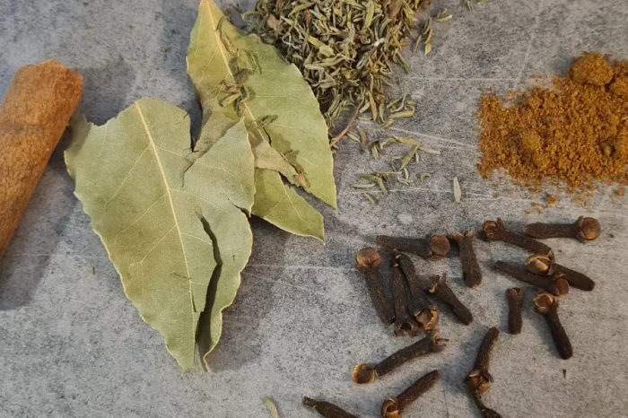 Les Sublimes Epices, le laurier, le clou de girofle, la cannelle, le poivre, BELISATAWER